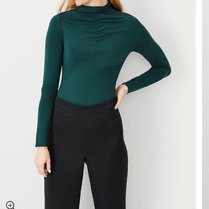Ann Taylor Ruched Mock Neck Top
